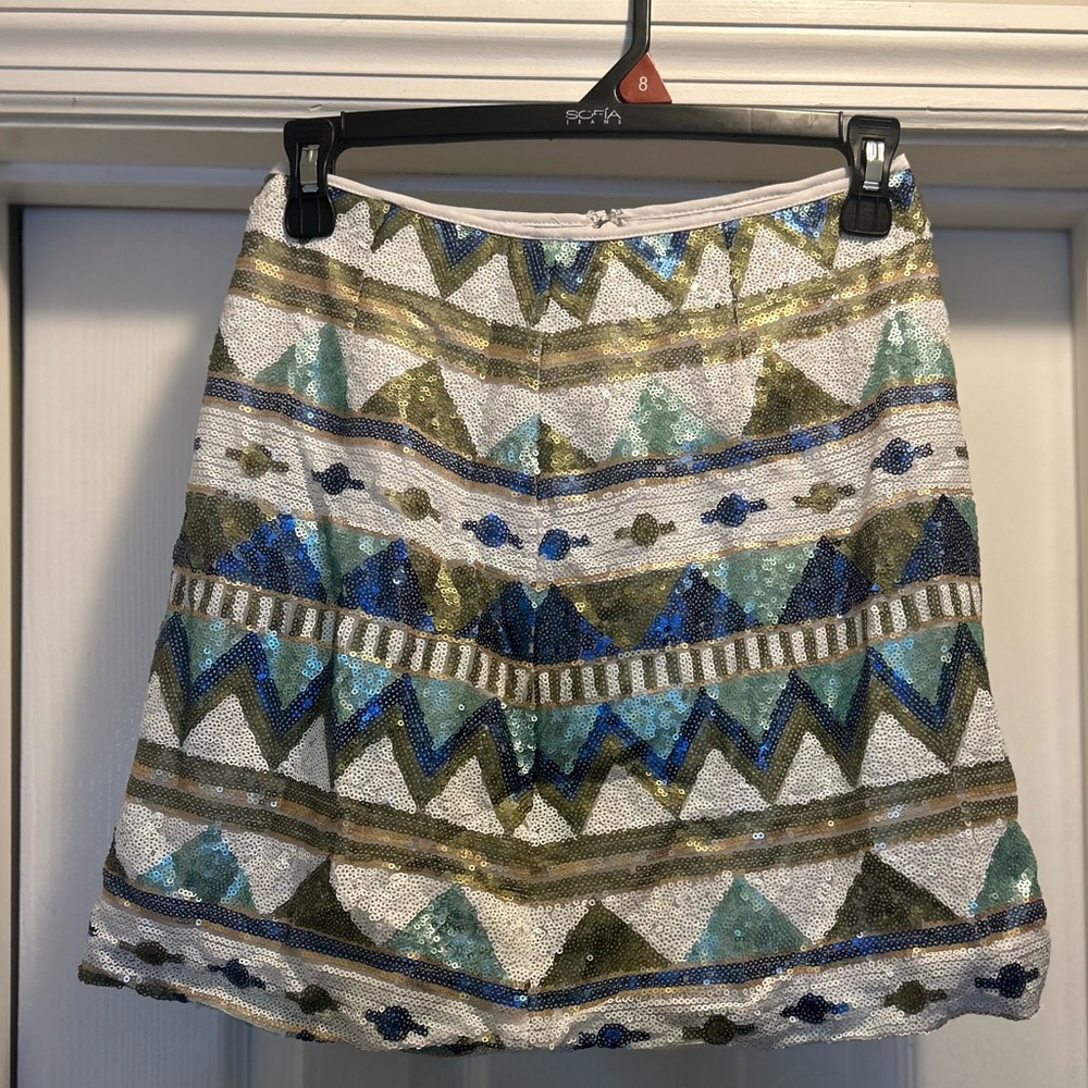 Altar'd State Sequin A-Line Skirt - Blue and Green